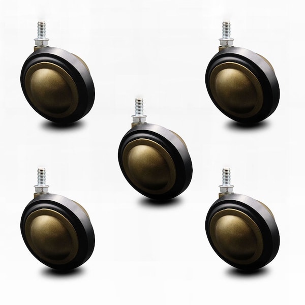 3 Inch Antique Soft Tread Ball Caster - 3/8 Inch Threaded Stem, 5PK